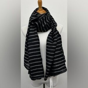 Calvin Klein Black Metallic Striped Infinity Scarf Knit Wrap Shawl NWT